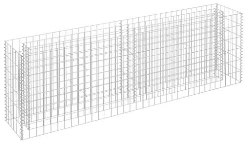 Festnight Jardinera de Gaviones de Acero Galvanizado Jardinera de Gaviones Rectangular Gaviones de Piedra Decorativos Gaviones para Jardinería 180x30x60 cm
