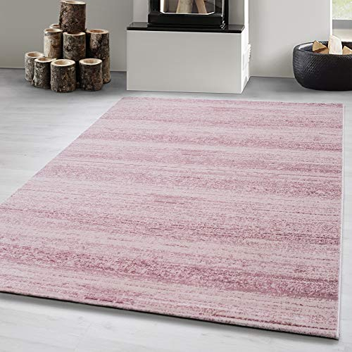 Carpetsale24 Teppich Wohnzimmer Unicolor - Einfarbig Pink Meliert 80 x 150 cm - Kurzflor Schlafzimmer Pflegeleicht und Extra Weich - Für Küche Esszimmer Kinderzimmer Läufer Flur