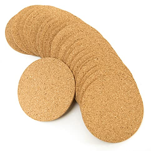 Cork Coasters for Drinks - 50 Pack 3.5 Round Natural Cork Pads, Laser Engravable & Non-Slip Drink Coasters Set for Coffee, Wine, Beer - Perfect Bar, Office, Wedding Gift - FP FAITHFUL PANDA