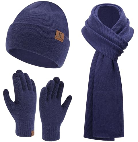Bequemer Laden Invernale Termici Cappello Berretto Lunga Sciarpa Touch Screen Guanti Set Berretti in Maglia Scaldacollo Guanti per Uomo und Donna