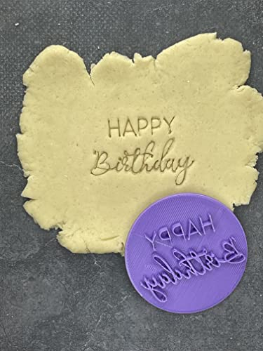 ELACE Timbro per biscotti Happy Birthday per decorazione Cupcake/Biscotto/Torta/Pasticceria, per compleanno diam 5 cm