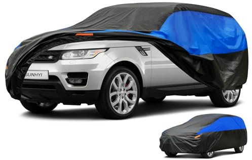 GUNHYI SUV Car Cover Waterproof Breathable, Outdoor Car Cover Rain Dust Sun UV Protection Universal fit BMW X5/X6, RangeRover Discovery, Porsche Cayenne,Volvo XC90 etc. Fit SUV/4x4 (485 To 510cm)