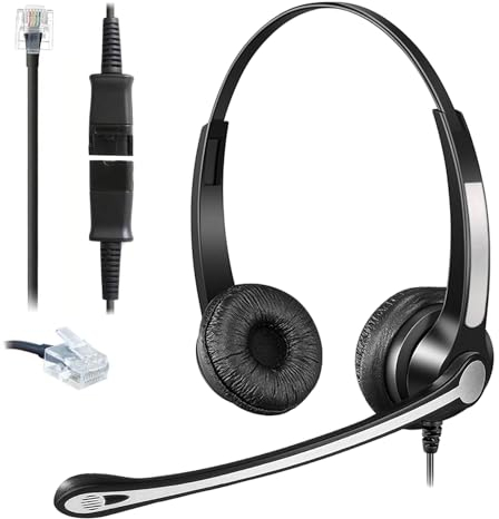 Callez RJ45 Auriculares Teléfono Fijo, Micrófono con Cancelación de Ruido y Quick Disconnect, Cascos Telefonía Fija Oficina para Siemens Unify OpenStage 30 40 60 80 Mitel/Aastra 5370 6867i Teléfonos
