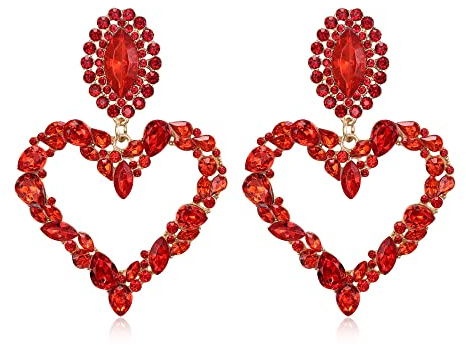 Clearine Boucles d'oreilles en forme de cœur pour femme - Marquise Cristal Strass Mariage Gouttes Pour fête,