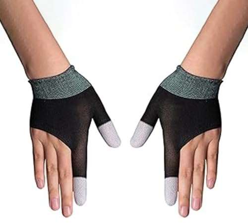 QPOIBSD Gloves, Ultra-Thin Mobile Gaming Gloves,Anti-Sweat Mobile Finger Sleeve Breathable for High-Ranking Players Mobile Game Streamer, Black, Large