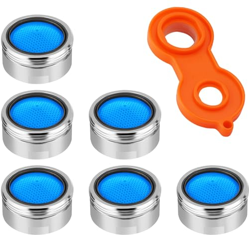 6 Stück Strahlregler M22, Perlatoren für Wasserhähne Mischdüse mit 6 Dichtung und Mischdüsenschlüssel Wasserhahn Sieb Einsatz Set für Küche, Bath Room