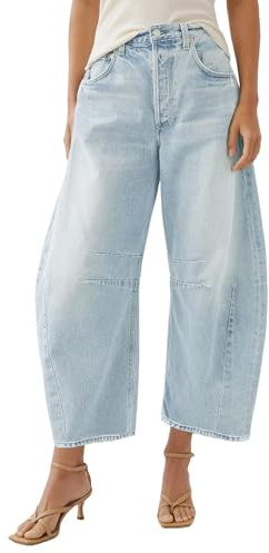 Allimy Womens Jeans Mid Rise Barrel Leg Vintage Jeans for Women Trendy 2024 Denim Pants Non Stretch, Light Blue, 12
