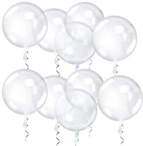 DHWEKU 10 Pezzi palloncini trasparenti bolle,24 Pollici Palloncino trasparente Gigante Trasparente Palloncino Bolla, Palloncini Compleanno Elio per feste matrimoni compleanni Battesimi,50cm