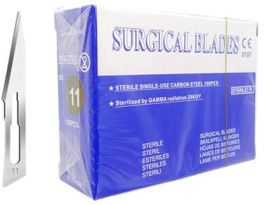 100 Stk, Figur Sabre 11 Skalpellklingen Steril,aus chirurgischem Carbon Stahl, für zahnmedizin, füße, Ritzen und Trimmen.