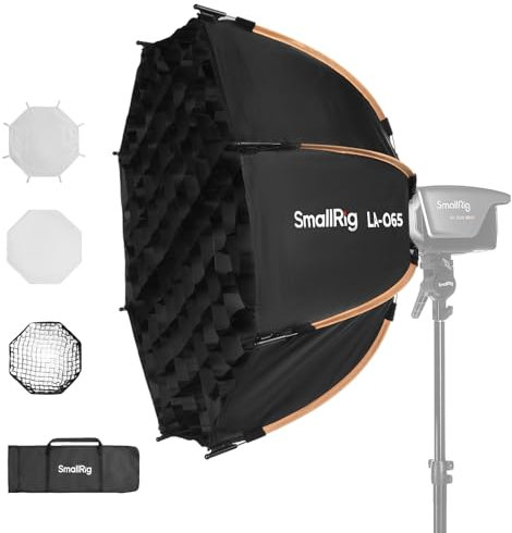 SMALLRIG Softbox Octogonal LA-O65, 65 cm/25,6 Pulgadas, con Liberación Rápida y Bolsa de Transporte, para Luces COB con Montura Bowens, para SmallRig, Neewer, Aputure y Godox - 4874