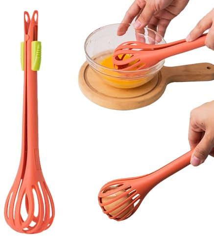XQMMGO Multifunctional Egg Beater, con manico stabile e comodo, frusta da cucina per miscelare, utensili da cucina per pasta d'uovo, clip per sala da pranzo (arancione)