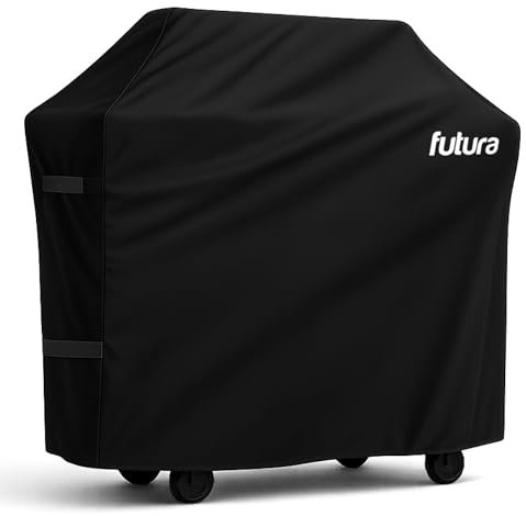 Futura Premium BBQ Cover Waterproof 147x61x122cm, Large Outdoor Heavy Duty 600D Oxford Fabric Barbecue Covers with UV Protection, PVC Lining, 2x Handles and 2x Velcro Straps for Outdoor Grills