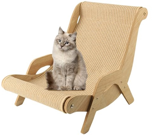 Kattstol – elegant gungande loungestol för | robust husdjursvänlig kattmöbler med sisal | multifunktionell klösbräda och vila | inomhus utomhusstol för balkongträdgård