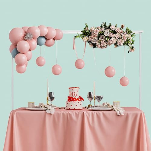 Relaxdays Arco Palloncini Struttura Tavolo, Base Estensibile, Decorazioni Compleanno H: 78,5–118cm, L: 107–265cm, Bianco