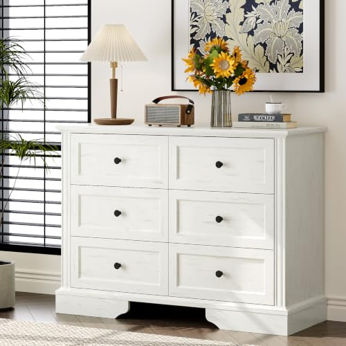 Bonnlo Vintage Chest of Drawers Bedroom,White Retro Bedroom Furniture