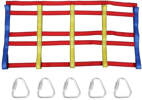 MUELODSIC Filet d'escalade Coloré pour Garçon et Filles 5 Cases Suspendu d'Extérieur Équipement Sportif de Plein Air pour Développement Physique et Coordination Filet Léger et Solide