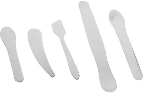 Anneome Lot de 5 Set de Mini Spatules Faciales en Acier Inoxydable, Cuillères à Crème Visage Yeux, Spatules Cosmétiques Réutilisables pour Soins Peau, pour Masque et Voyage