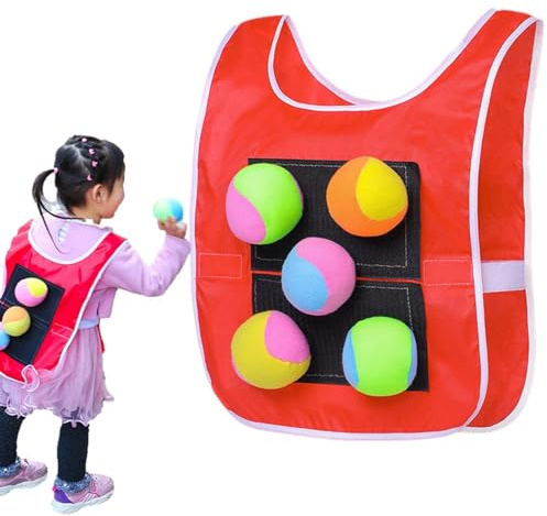 Sticky Ball Vest - Random Color Edge And Ball Set | Slitstarkt Tyg Med Och Ögla Med Justerbar Passform | Utomhus Dodgeball Game - Dagis Förälder-barn Sport