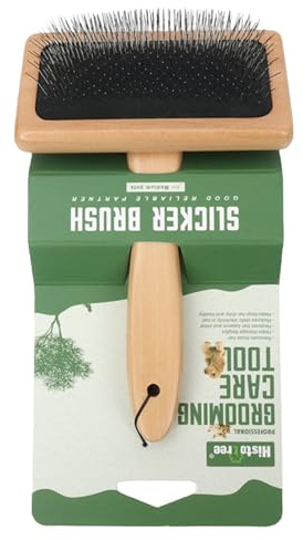 Sheepskin Wool Brush for Dogs No Pull Hair, Gentle Carding Brush with Hole Cushion for Shedding and Dirt Removal, Needle Felting Tool with Ergonomic Wood Handle