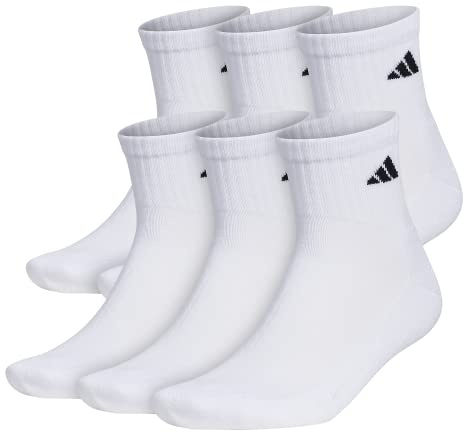 adidas Men's Athletic Cushioned Quarter Ankle Socks 6 Pairs