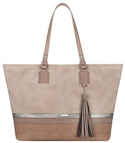 David Jones - Damen Tote Shopper Große Kapazitat - Schultertasche Weiche Leinwand Lange Henkel - Frau Mehrfarbig Gestreift Tragetasche - Shopping Handtasche A4 Arbeit Reise Schule Tasche - Pink