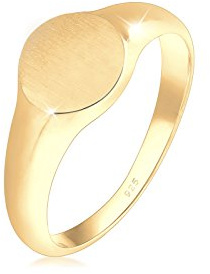 Elli Ring Damen Siegelring Matt Trend in 925 Sterling Silber Vergoldet