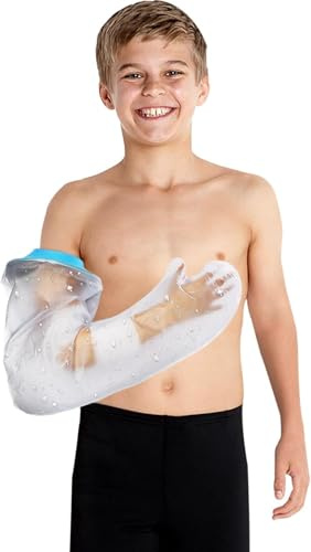Asunby Cast Covers for Shower Kids Full Arm Waterproof, Rusable Long Protector Bag for Teens Broken Hand,Wrist,Finger,Elbow, Soft Comfortable Showering Sleeves to Keep Child Wounds Dry(Long)