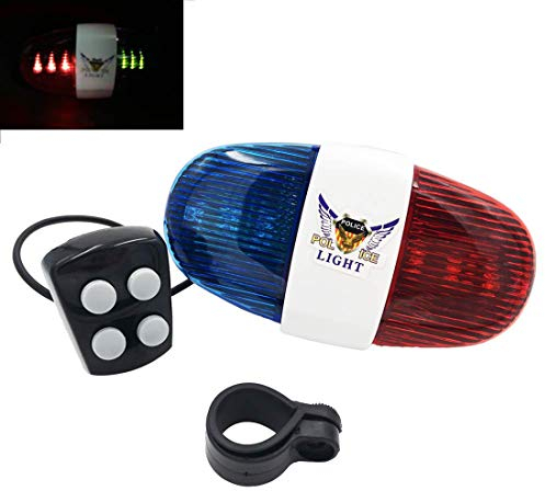 LUUFAN Bike LED Light Bicycle Light Police Sound Electric Horn Bicycle Siren Bell 4 Sounds 6 LED Trumpet Bell Bike Equipment Accessories