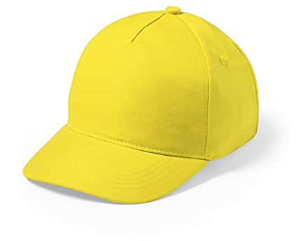 Gorra de niño de 5 paneles en material 100% microfibra/poliéster de suave acabado y cierre ajustable de velcro. Con orificios de ventilación bordados y en variada gama de vivos colores. (Amarillo)