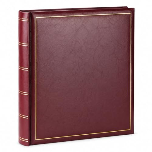 Classic Fotoalbum Tradition 30x30 cm – Jumbo Buchalbum mit 100 weißen Seiten, 50 Blatt, Pergaminschutzblätter, Vinyleinband, Fotobuch: Farbe: Rot