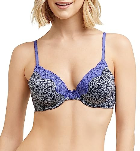 Maidenform Women's Comfort Devotion T-Shirt Bra, Underwire Bra, Full Coverage Bras for Women, Lush Leopard Print, 36C