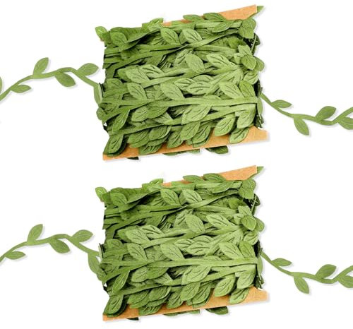 JJUNW Ruban de vigne artificielle de 20 m - 2 rouleaux de plantes vertes feuilles de vigne verte guirlande verte décoration feuilles feuilles de lierre ruban décoratif pour décoration de chambre