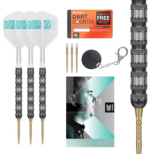 TARGET Darts Rob Cross 95K Swiss Point Steeldarts, 95% Tungsten Darts mit K-Flex Flights, 21G | Voltage Darts, Player Edition Swiss Points K Flex Dart Set, Swiss Point Tool inklusive