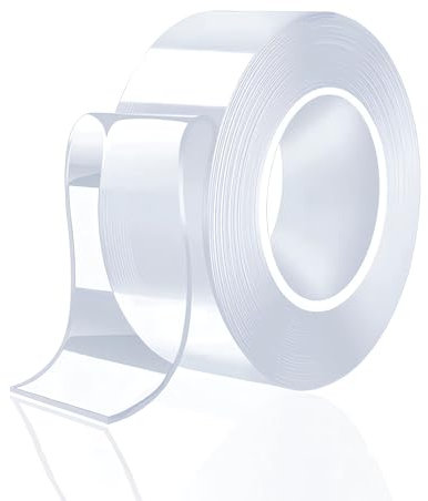 fKiZanthene Heavy Duty Double Sided Tape** - Reusable Removable Mounting Strips for Walls, Posters & Carpets | 3m x 2cm Clear Nano Tape