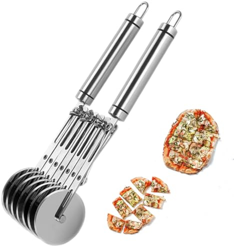 Tagliapasta,Pasticceria a 7 Ruot, Rotelle Tagliapizza in Acciaio Inox, Espandibile, Per Pizza, Coltello da Pasticceria Torta Multi-Rotondo(7 wheel)