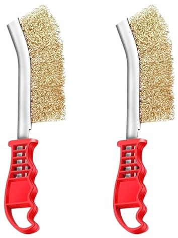 2 Stück Grillbürste Messing, 130mm Messing Drahtbürste, Messingbürste Grill, Drahtbürste Edelstahl, Hand-Drahtbürsten, für Reinigen von Rost, Farbe und Schweißschlacke Rückstand