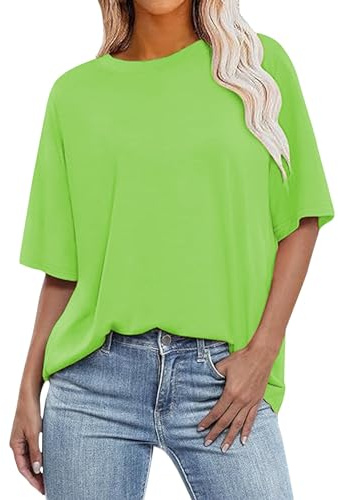 T-Shirt Donna Casual Basic T Shirt Manica Corta Moda Estive Girocollo Maglietta Tinta Unita Taglie Forti Oversize Offerta Blusa Top Eleganti Cotone Semplice Classica Camicia Maglie Comode Leggera