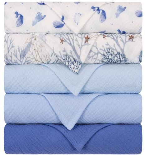 Yukkidds Mulltücher Baby Spucktücher, Musselin Tücher 5er Set 60x60 cm
