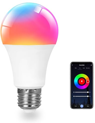 Sanofuturion A19 Smart Light Bulb, 9W 900LM RGB+CCT LED Bulb - 16 Million Vibrant DIY Colors, Music Sync via Tuya, Works with Alexa & Google Assistant - 2.4GHz No Hub Required for Home Decor(1Pack)