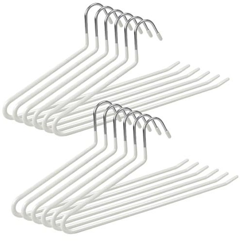 Byfoyif 12 Pcs Cintre Pantalon Gain de Place, Cintres Pantalons avec Revêtement Antidérapant et Extrémité Ouverte, Porte Pantalon Enfilage Facile, Rangement Pantalons Placard, pour Penderie Dressing
