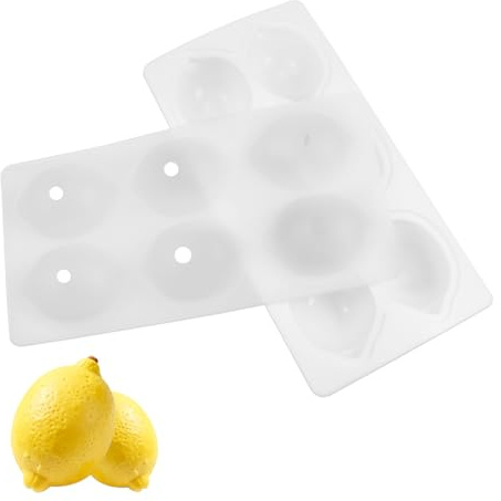 LIAVOP Molde de silicona para frutas con 6 rejillas creativas en forma de limón Moldes de silicona antiadherentes para brownies, pasteles, mousse, sartenes, postres Moldes creativos para pasteles
