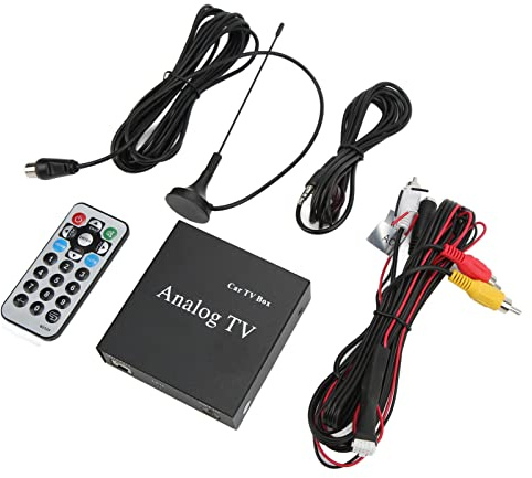 Tbest Caja de TV Analógica para Automóvil Receptor de Señal de DVD Móvil PAL SECAM NTSC Completo Pantalla de menú OSD Estructura Compacta de Metal para Vehículos y Monitores