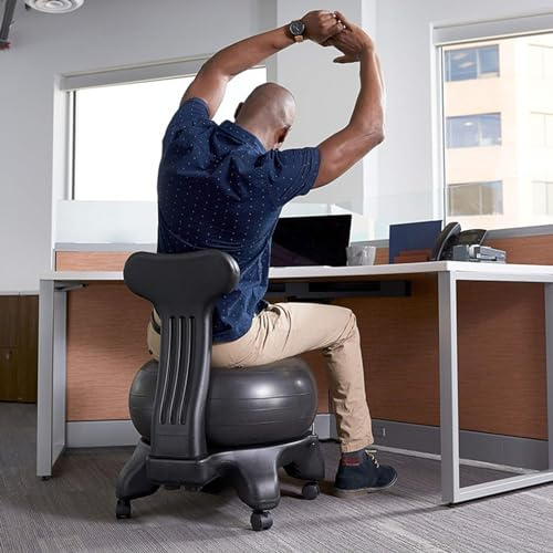 Yogabollstol med ryggstöd – stabilitetsboll för förbättrad hållning och komfort – ergonomisk kontorsstolsdesign