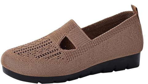 Slip On Sneakers dam sommar, sneakers utan skosnören dam breda sneakers mesh, ventilerande fritidsskor, kilklack, promenadskor, halkfria vandringsskor, mjuka sulor, ortopediska skor