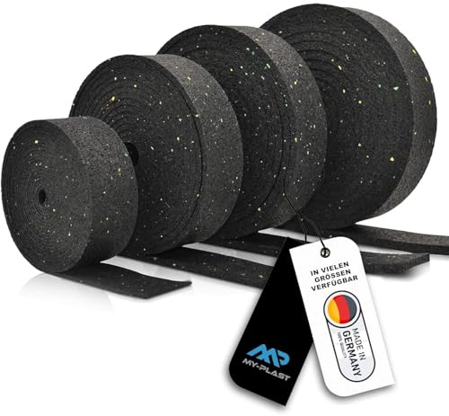 My Plast® Terrassenpads Rolle [10 Meter x 80mm x 8mm] Gummigranulat-Rolle - Bautenschutzmatte Unterlage | Trittschalldämmung & Zuschnitt | für Terrassenbau, WPC & Balkon