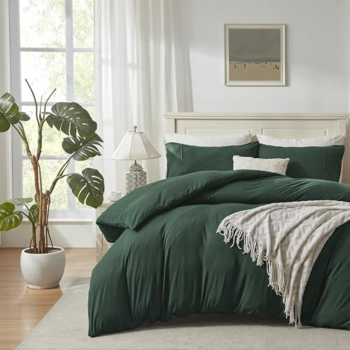 Juego de funda de edredón de algodón de punto jersey, juego de ropa de cama de punto suave, tamaño Queen, juego de cama de 3 piezas, 1 funda de edredón y 2 fundas de almohada, juego de funda de