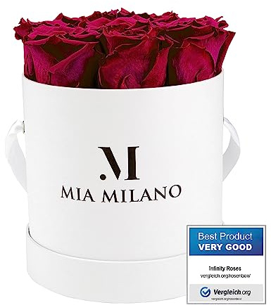 Infinity Roses Bordeaux for Her - 5 Years Durability - Gift Box with 9 Genuine Preserved Roses I Handmade in Germany