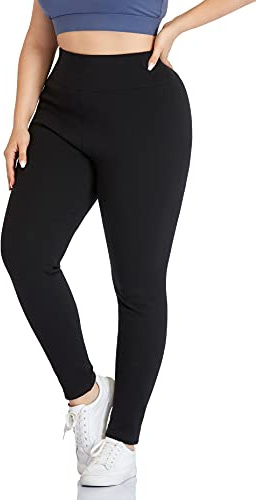 ZERDOCEAN Women's Plus Size High Waist Fleece Lined Leggings Winter Thermal Workout Yoga Pants Black 1X