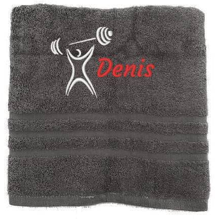 Pet-Jos Personalisiertes Handtuch mit Namen Schön gestickter Sport Name Handbadetuch 100% Baumwollhandtuch Sportliche Motive Personalized Custom Towel with Name (100 x 50 cm, Fitness)
