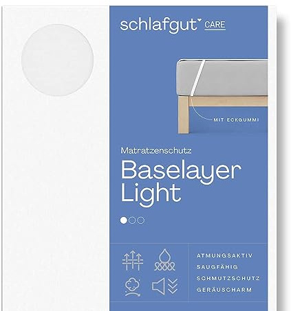 Schlafgut Light Molton Matratzenschoner 160x200 aus 100% atmungsaktiver Baumwolle, Matratzenauflage mit Eckgummis